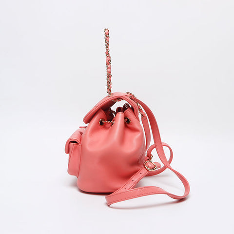 CHANEL Matelasse Lambskin Mini Chain Backpack Â· Daypack pink WS12771