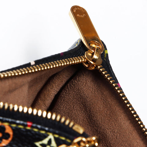 LOUIS VUITTON Multicolor Pochette MM M60031 Monogram Pouch black WS12772