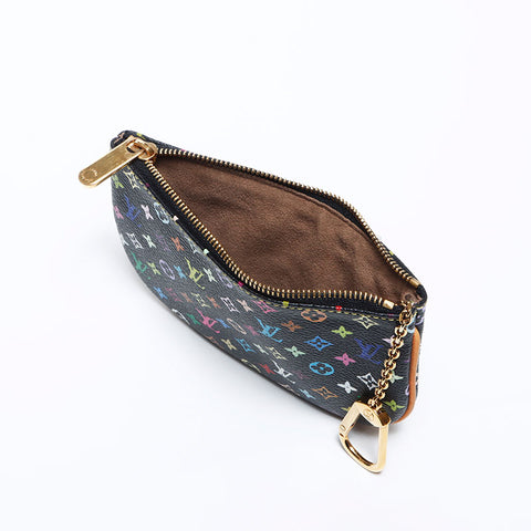 LOUIS VUITTON Multicolor Pochette MM M60031 Monogram Pouch black WS12772