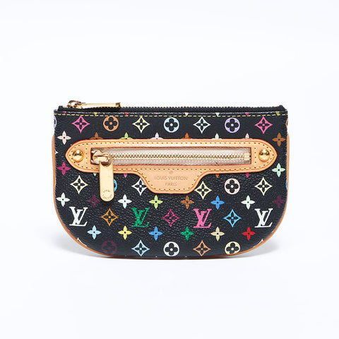 LOUIS VUITTON Multicolor Pochette MM M60031 Monogram Pouch black WS12772