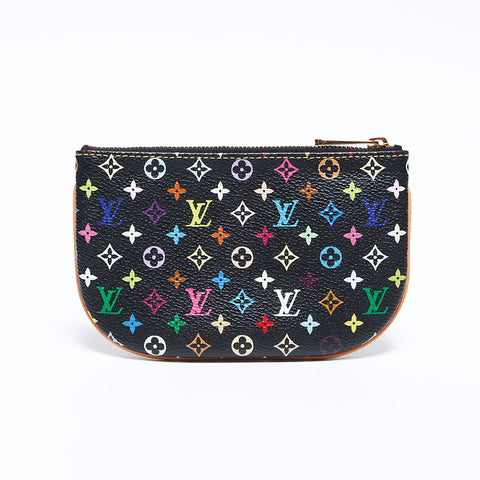 LOUIS VUITTON Multicolor Pochette MM M60031 Monogram Pouch black WS12772