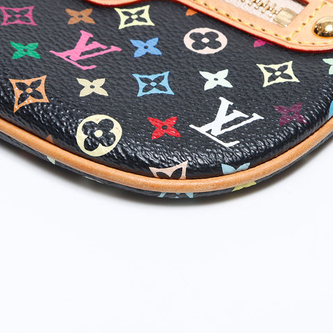 LOUIS VUITTON Multicolor Pochette MM M60031 Monogram Pouch black WS12772