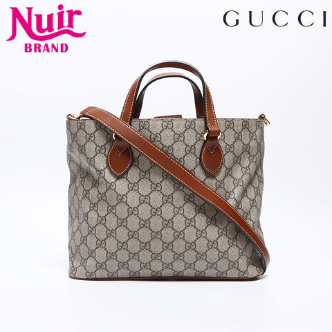 GUCCI GG Supreme 2way Handbag beige WS12773