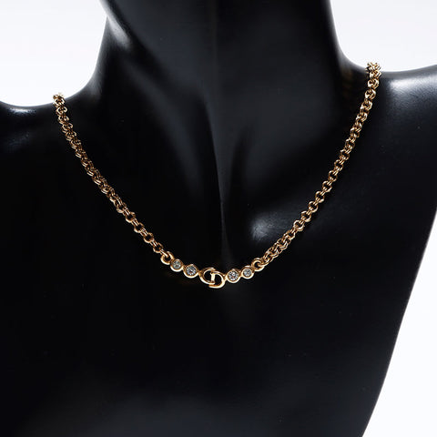 Christian Dior Rhinestone Necklace gold WS12778