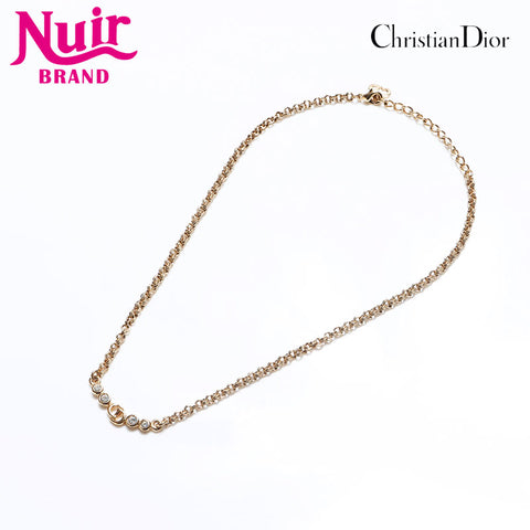 Christian Dior Rhinestone Necklace gold WS12778