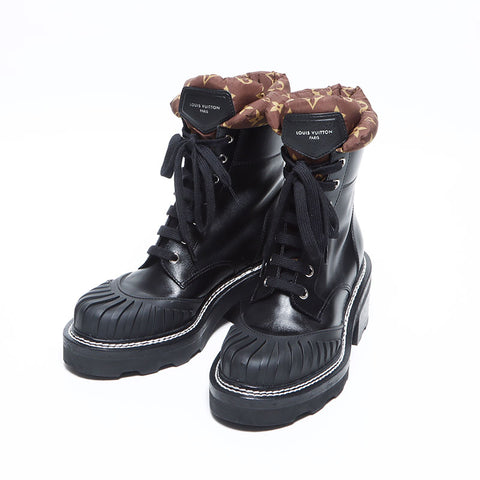 LOUIS VUITTON Ankle boots 21AW Leather Monogram Size:36 9.1" boots black WS12779