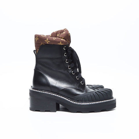 LOUIS VUITTON Bottines 21AW Cuir Monogramme Taille: 36 9.1" bottes cuir noir WS12779