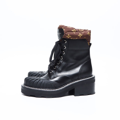 LOUIS VUITTON Bottines 21AW Cuir Monogramme Taille: 36 9.1" bottes cuir noir WS12779