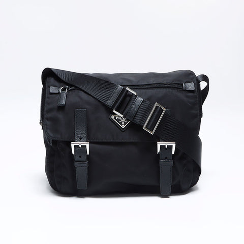 プラダ PRADA トライアングルロゴ テスート メッセンジャー ショルダーバッグ ブラック WS12781