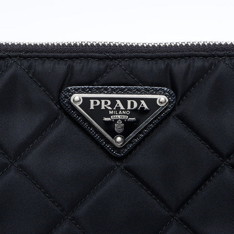 プラダ PRADA トライアングルロゴ キルティングナイロン 2way ショルダーバッグ ブラック WS12782