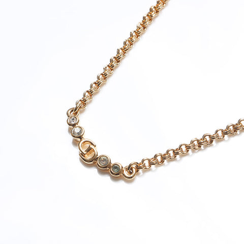 Christian Dior CD logo rhinestone Necklace gold WS12791