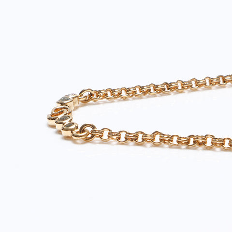 Christian Dior CD logo rhinestone Necklace gold WS12791