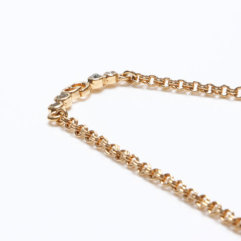 Christian Dior CD logo rhinestone Necklace gold WS12791