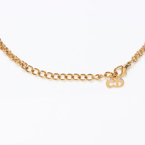 Christian Dior CD logo rhinestone Necklace gold WS12791