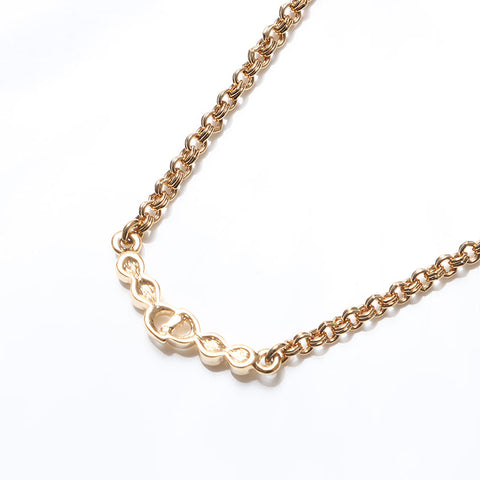 Christian Dior CD logo rhinestone Necklace gold WS12791