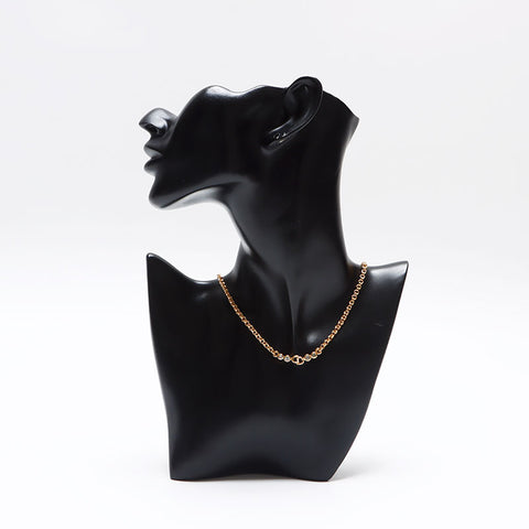 Christian Dior CD logo rhinestone Necklace gold WS12791