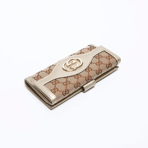 GUCCI GG canvas interlocking Purse Gold beige WS12795