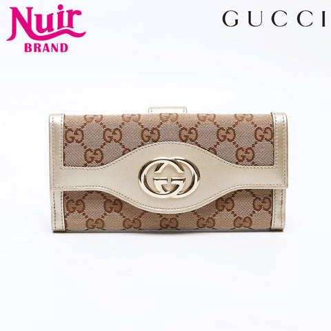 GUCCI GG canvas interlocking Purse Gold beige WS12795