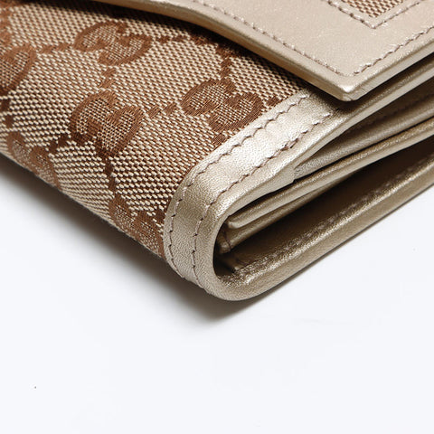 GUCCI GG canvas interlocking Purse Gold beige WS12795
