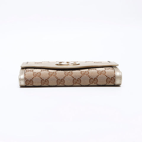 GUCCI GG canvas interlocking Purse Gold beige WS12795