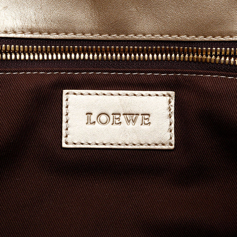LOEWE Anagram Leather Canvas Tote Bag gold WS12802