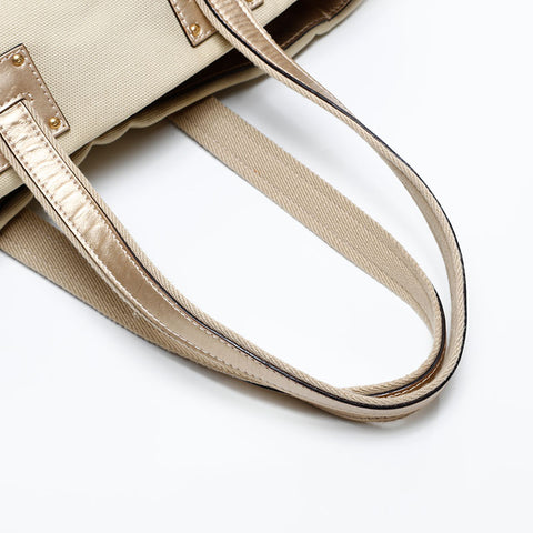 LOEWE Anagram Leather Canvas Tote Bag gold WS12802