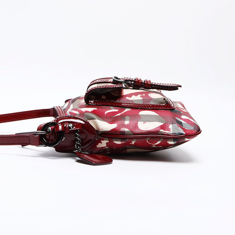 BURBERRY Nova Check Heart Enamel Shoulder Bag Beige red WS12805