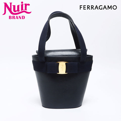 Salvatore Ferragamo rose Handbag Navy WS12807