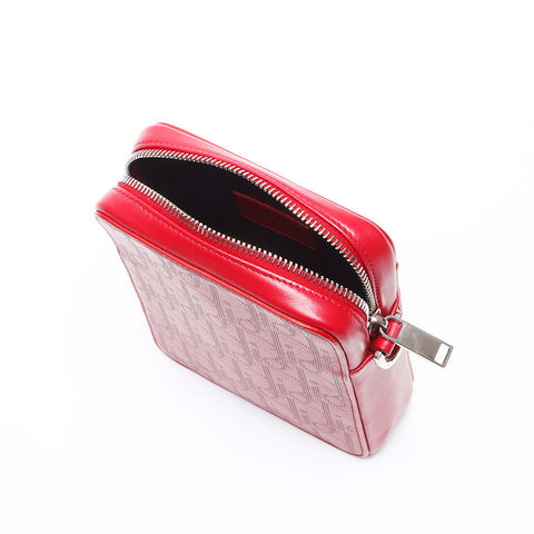 極美品 クリスチャンディオール Christian Dior トロッター レザー オブリーク ショルダーバッグ レッド WS12808