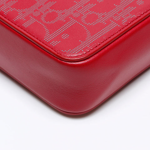 Christian Dior Trotter Leather Oblique Shoulder Bag Red WS12808
