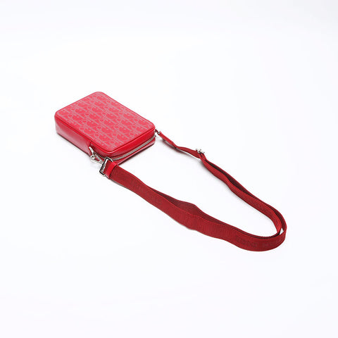 Christian Dior Trotter Leather Oblique Shoulder Bag Red WS12808