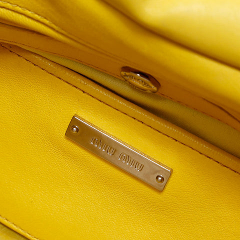 Miu Miu Matelasse Crystal Nappa Shoulder Bag yellow WS12815