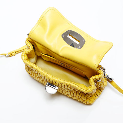 Miu Miu Matelasse Crystal Nappa Shoulder Bag yellow WS12815