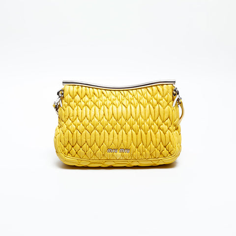 Miu Miu Matelasse Crystal Nappa Shoulder Bag yellow WS12815