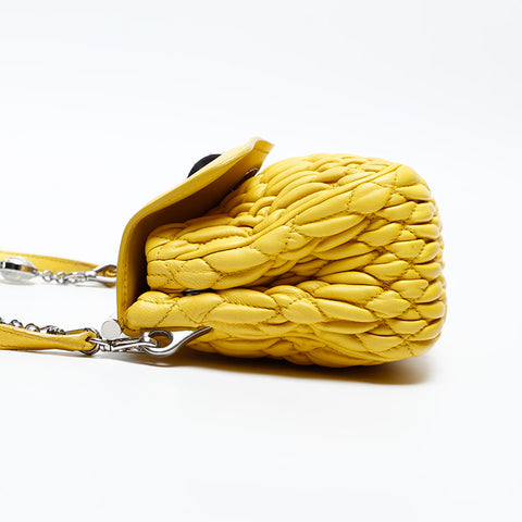 Miu Miu Matelasse Crystal Nappa Shoulder Bag yellow WS12815