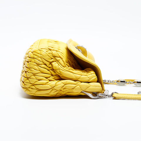 Miu Miu Matelasse Crystal Nappa Shoulder Bag yellow WS12815