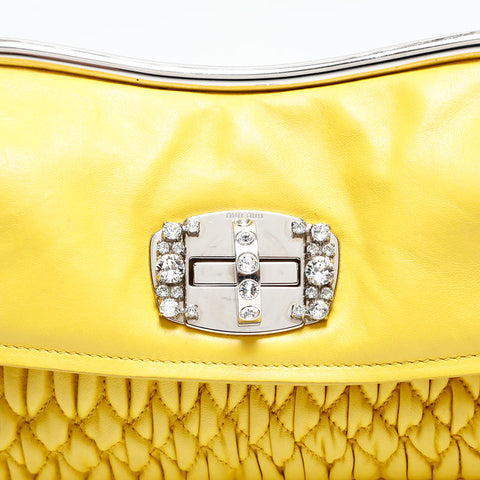Miu Miu Matelasse Crystal Nappa Shoulder Bag yellow WS12815