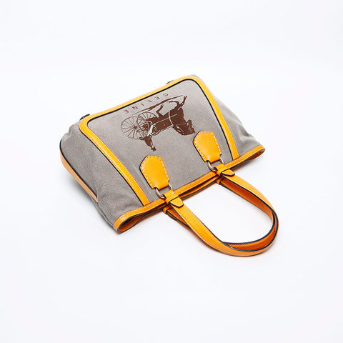 CELINE Carriage Canvas Old Tote Bag Brown WS12819