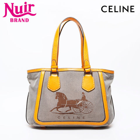 CELINE Carriage Canvas Old Tote Bag Brown WS12819