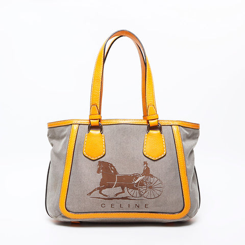 CELINE Carriage Canvas Old Tote Bag Brown WS12819