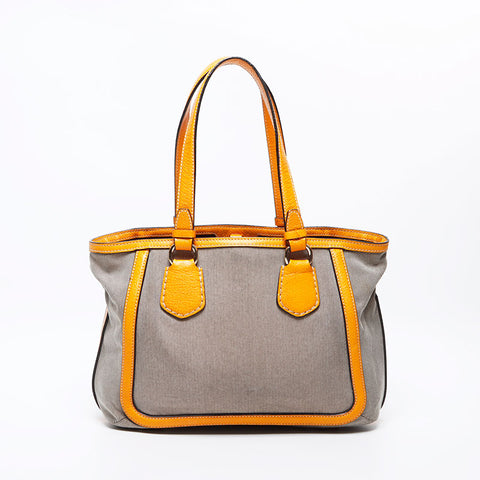 CELINE Carriage Canvas Old Tote Bag Brown WS12819