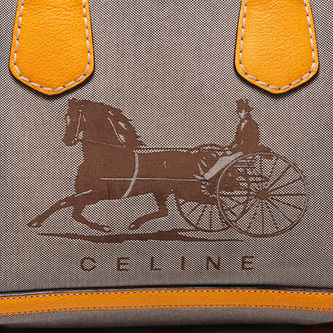 CELINE Carriage Canvas Old Tote Bag Brown WS12819