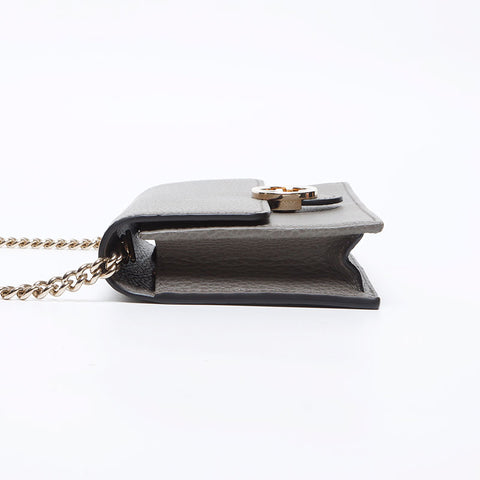 グッチ GUCCI インターロッキング GG レザー チェーン ウォレット ショルダーバッグ グレー WS12824
