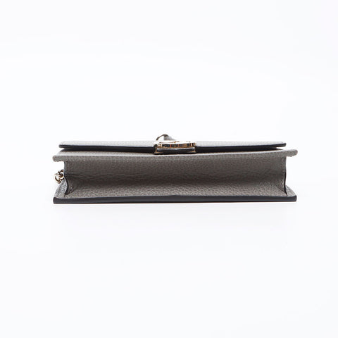 グッチ GUCCI インターロッキング GG レザー チェーン ウォレット ショルダーバッグ グレー WS12824