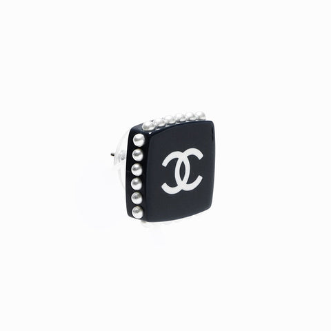 シャネル CHANEL 15P 2015年 ココマーク スクエア ピアス ネイビー WS12826