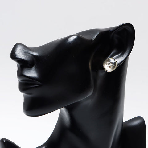 CHANEL 99C 1999 COCO Mark Clear Round Pierce Silver WS12827