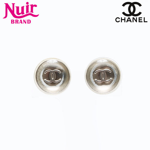 CHANEL 99C 1999 COCO Mark Clear Round Pierce Silver WS12827