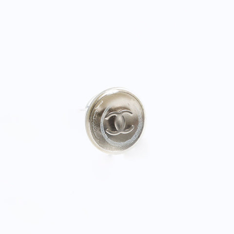CHANEL 99C 1999 COCO Mark Clear Round Pierce Silver WS12827