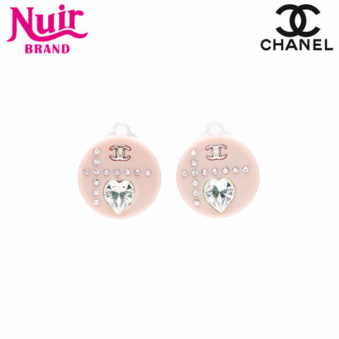 CHANEL 04A 2004 COCO Mark heart motif Earring pink WS12829