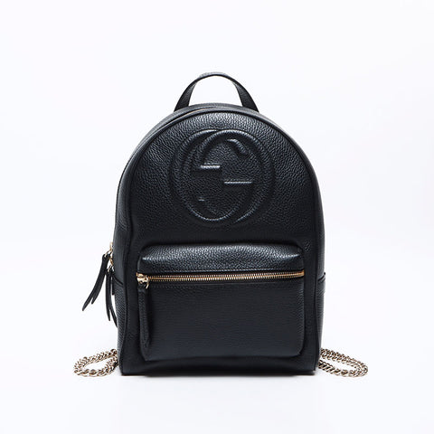 GUCCI Soho 链条皮革背包背包黑色 WS12839